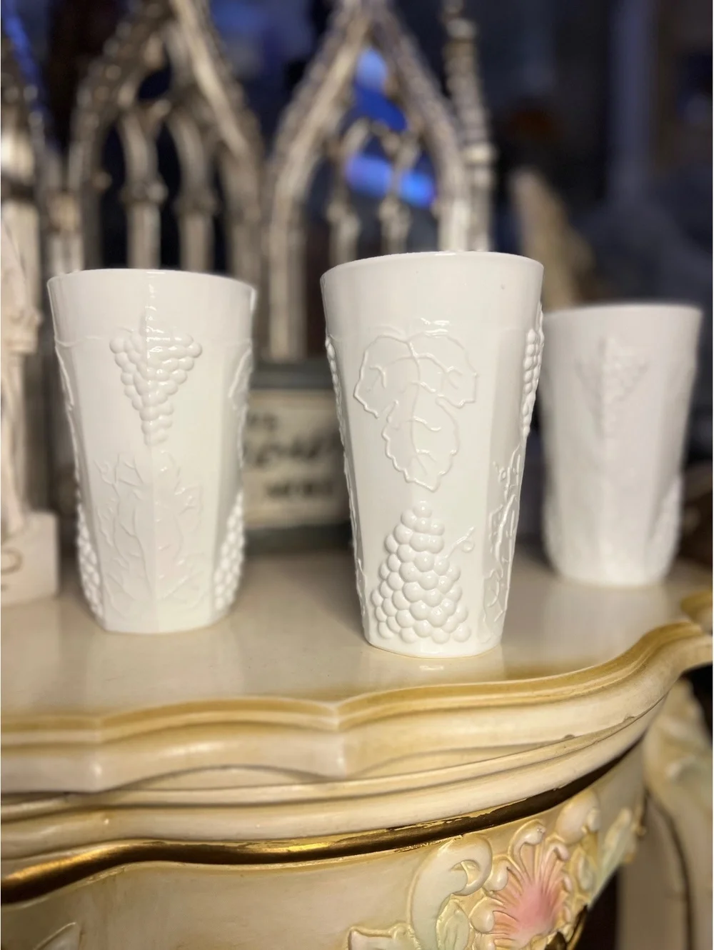 4pc Colony Harvest Indian Milk Glass Tumblers